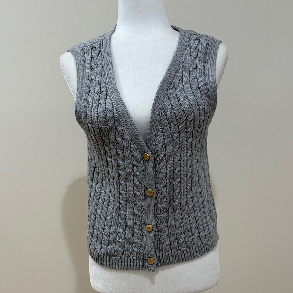 Abercrombie & Fitch Cable-knit Button-front Sweater Vest